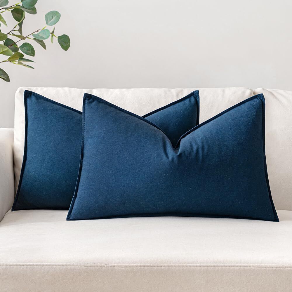 1352 Pack of 2 Decorative Linen Lumbar Pillow Covers Boho Farmhouse Modern
